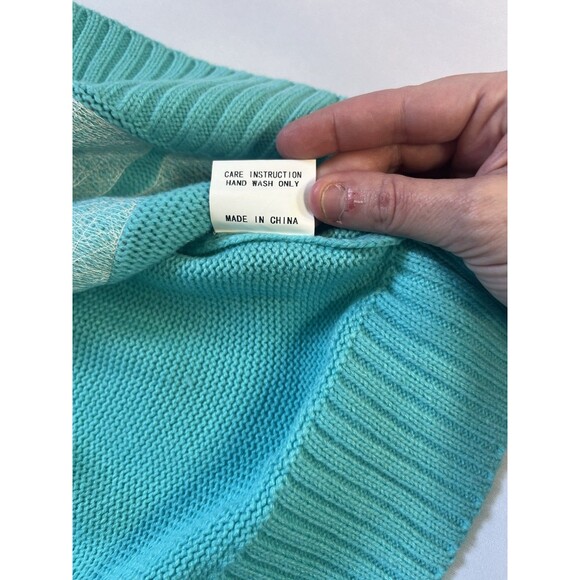 Queen of Sparkles Nutcracker Sequin Cardigan Sweater Teal Button Front – Medium - Picture 11 of 13